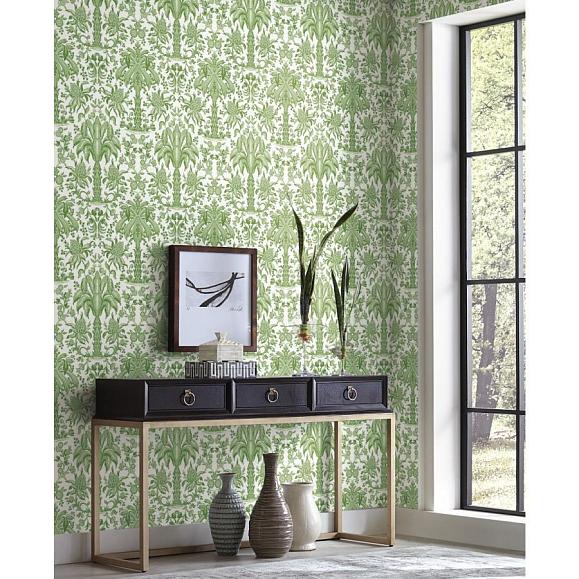 Обои York DM5011 Palmetto Palm Damask Green