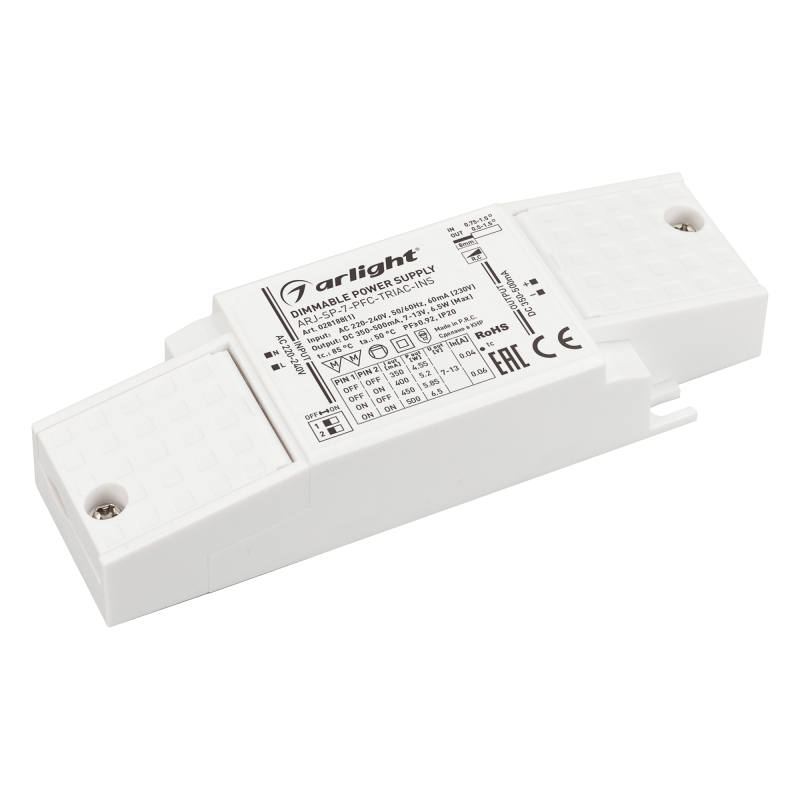 Блок питания Arlight ARJ-SP-7-PFC-Triac-INS (7W, 7-13V, 0.35-0.5A) 028188(1)