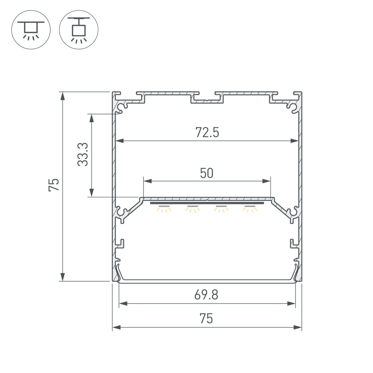 Профиль Arlight LINE-M-7575-2000 ANOD 056347