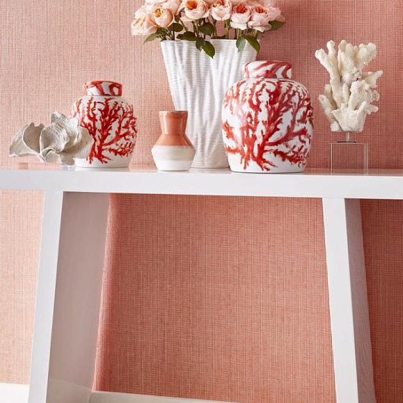 Обои Thibaut T24107 Straw Jute Coral