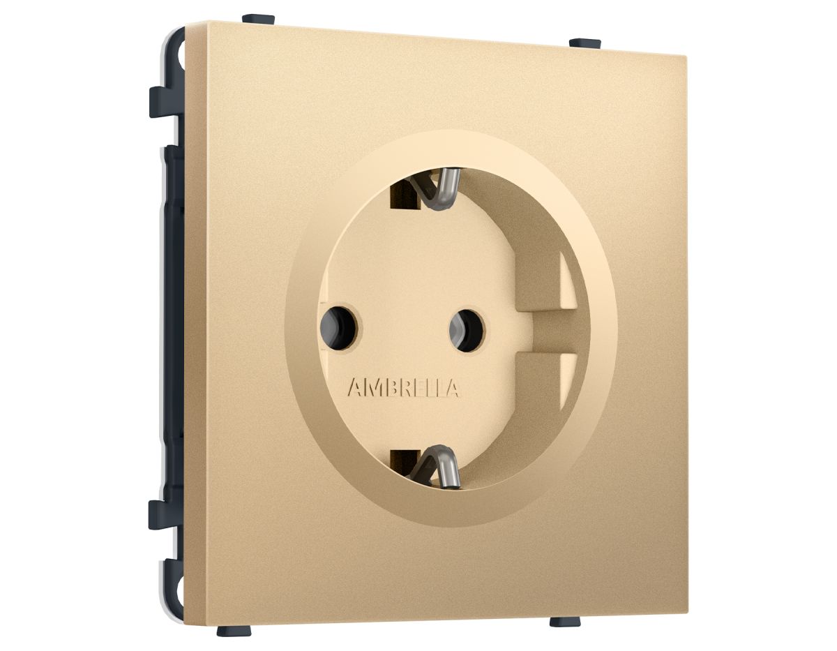 Комплект механизма электрической розетки SIGMA Золото Мягкое касание 50Hz 2P+E с/з 16A-250V QUANT PRO Ambrella Volt MS886010 (SP8860, PR141)