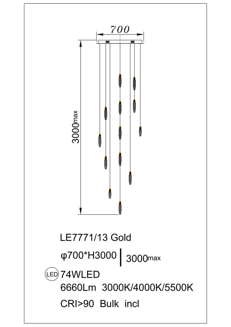 Подвесная люстра Natali LE7771/13 Gold