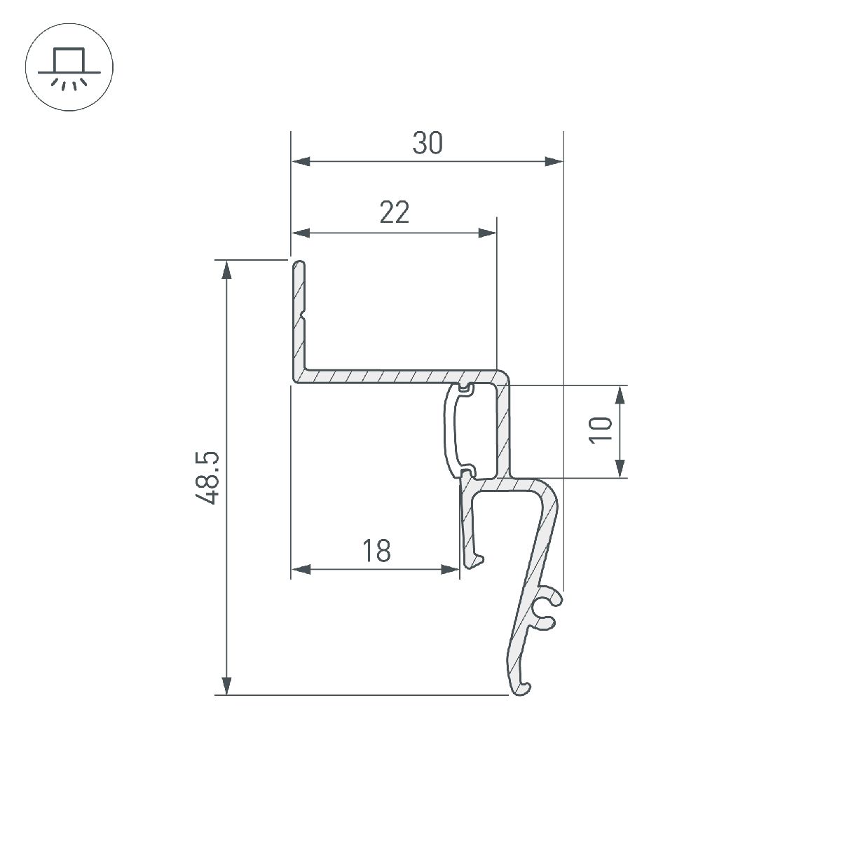 Профиль Arlight STRETCH-SHADOW-2000 WHITE (A2-CONTOUR-PRO) 042559