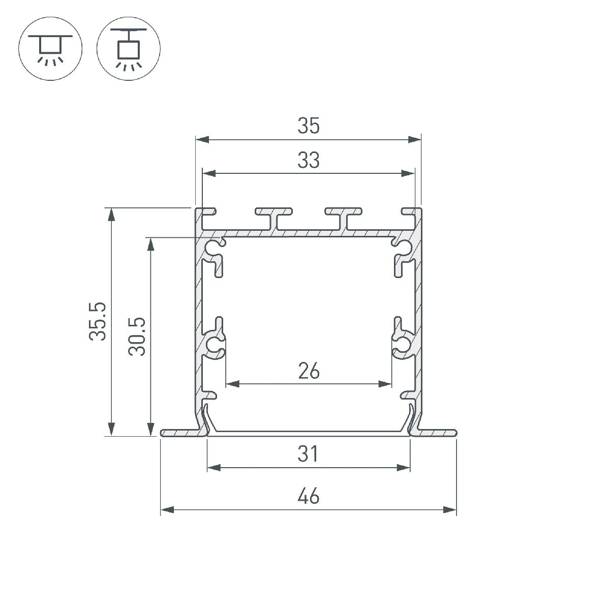 Алюминиевый профиль Arlight LINIA49-F-S-2500 ANOD 041871