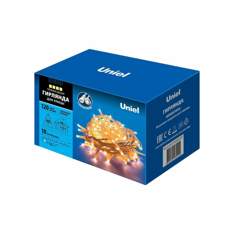 Уличная светодиодная гирлянда (UL-00007203) Uniel  220V теплый белый ULD-S1000-120/SWK Warm White IP67