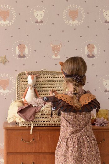 Обои Majvillan 148-02 Hearts Dusty Warm Lilac
