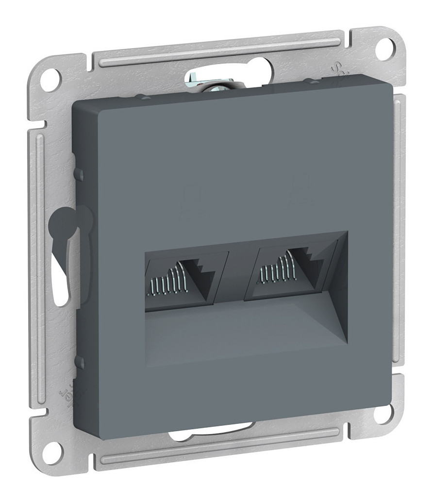 Розетка двойная компьютерная RJ45+RJ45, кат.5E, механизм Systeme Electric AtlasDesign Грифель ATN000785