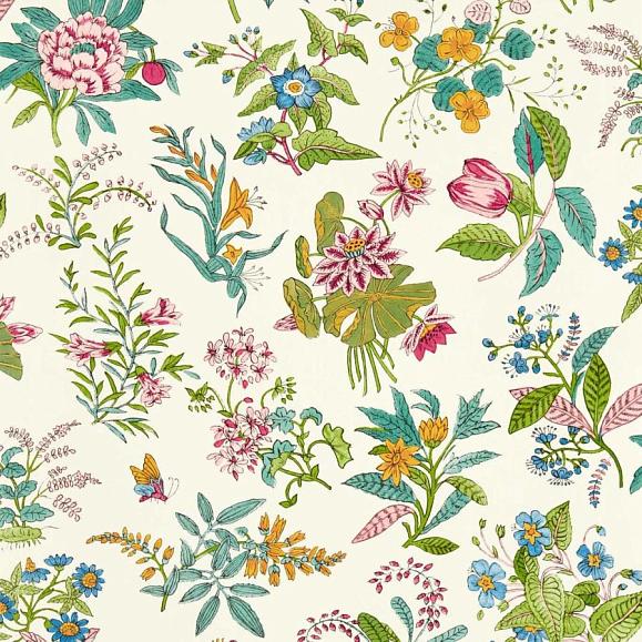 Обои Harlequin 113057 Woodland Floral Peridot/Ruby/Pearl