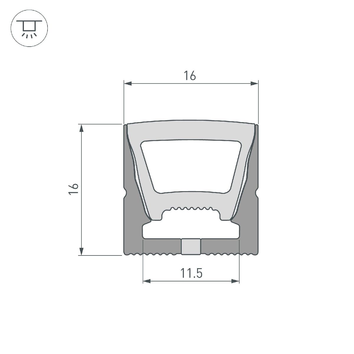 Силиконовый профиль Arlight WPH-FLEX-1616-TOP-S11-5m BLACK 045759