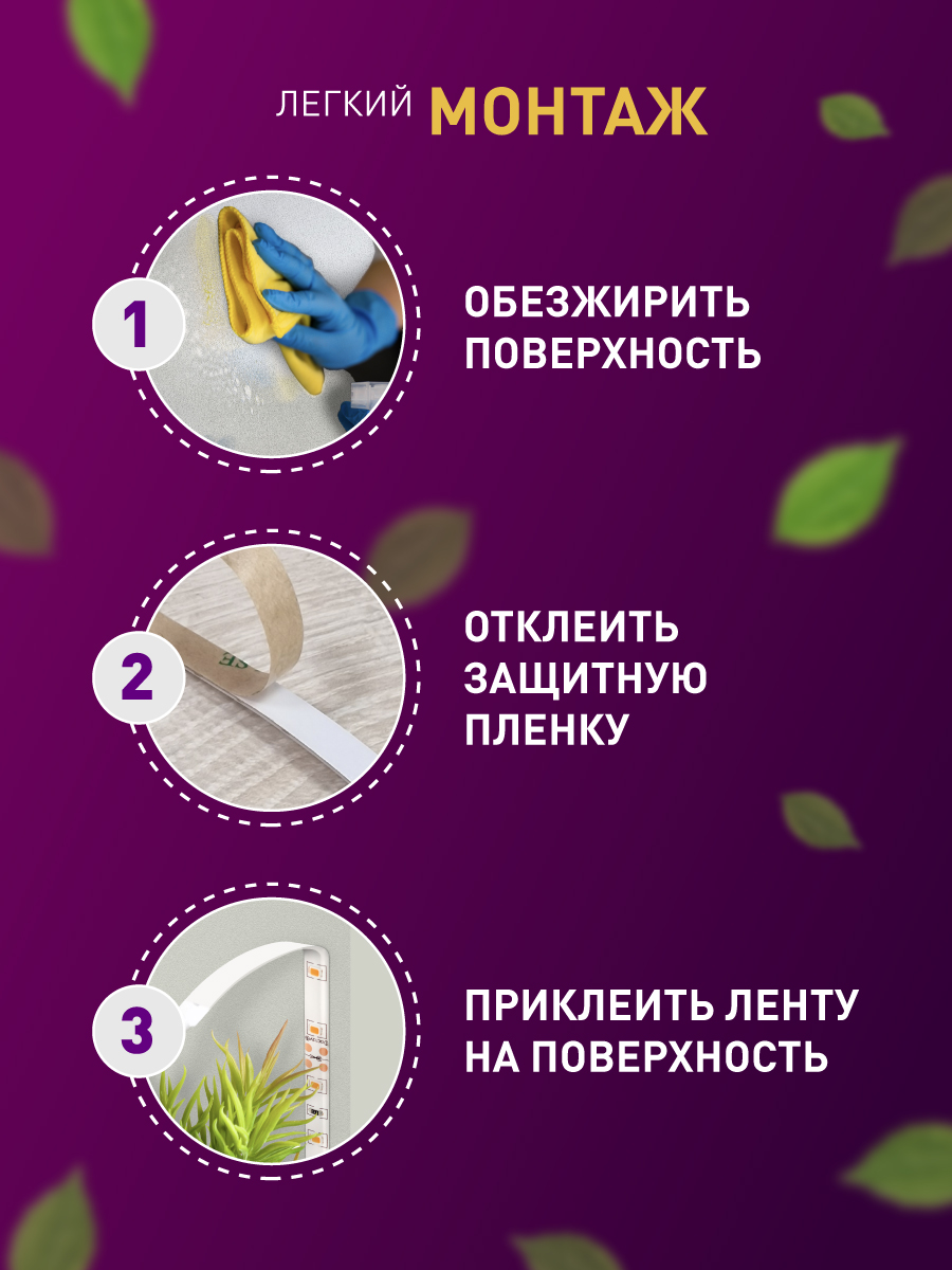 Светодиодная лента для растений Эра 18Вт 1400K 2м IP65 FITO-Strip Light-RB-2m красно-синего спектра Б0057282