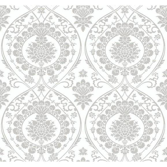 Обои York DM4905 Imperial Damask White/Silver