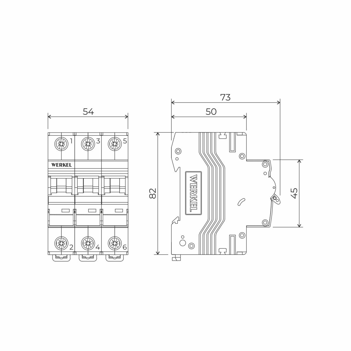 Автоматический выключатель 3P 20 A C 4,5 кА Werkel W903P204 4690389192814 a062527