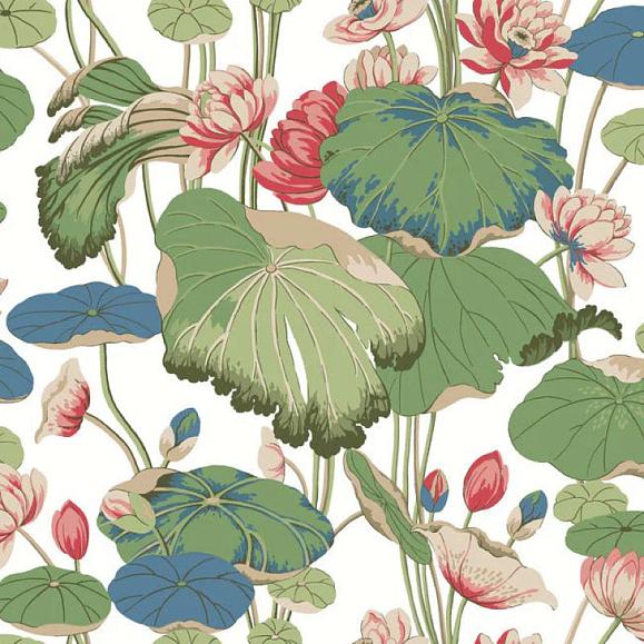 Обои York GO8293 Lotus Pond Cotton/Peacock