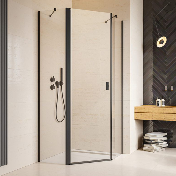 Radaway Nes Боковые стенки 90+90см, стекло прозрачное, покрытие Easy Clean, профиль: черный