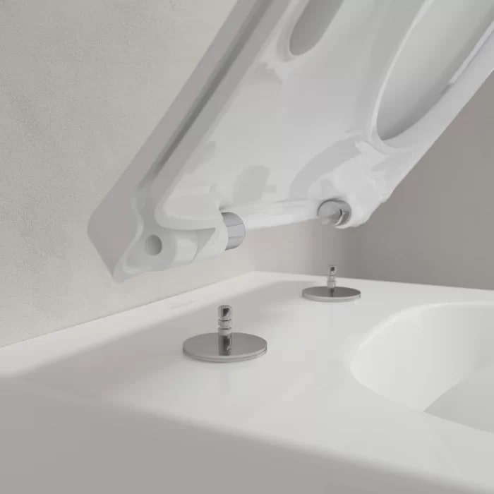 Villeroy&Boch Venticello Унитаз 37.5х56х33см., подвесной, безободковый, в комплекте сиденье SlimSeat c микролифтом, CeramicPlus, цвет: альпийский белый
