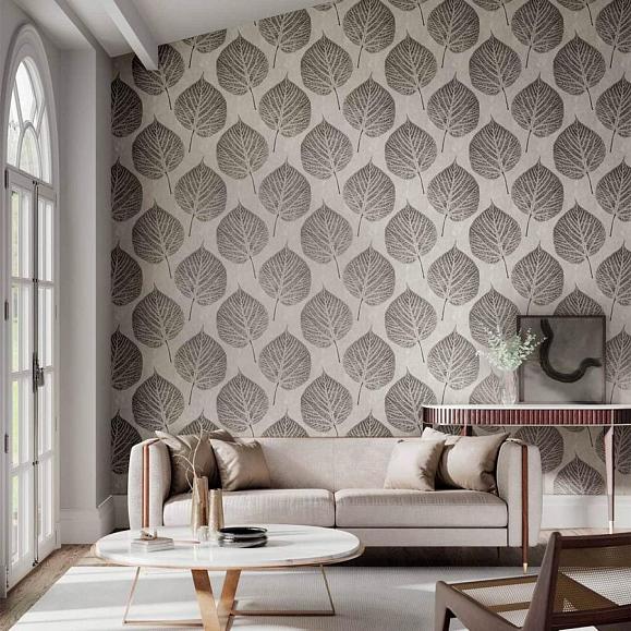 Обои Harlequin 112608 Leaf Slate/Silver