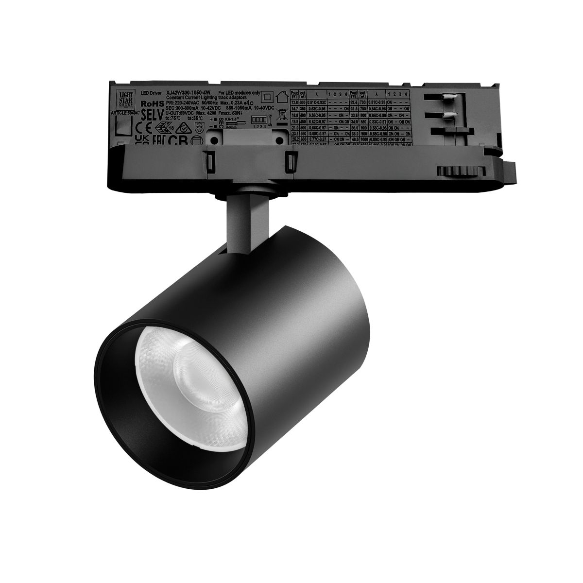 Трековый трехфазный светильник Quattro LED 36G с адаптером Lightstar Alta Base A5447QT36G
