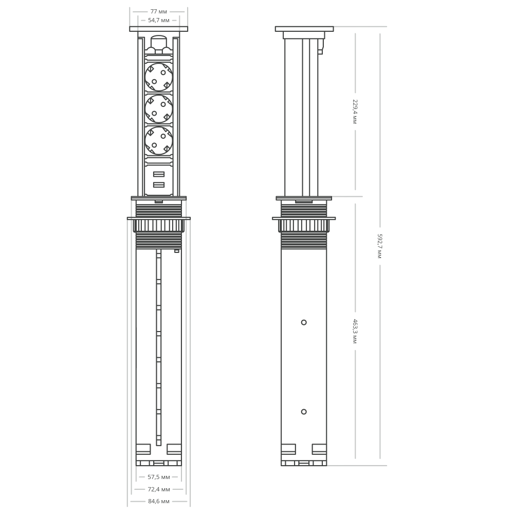 Блок розеток 105J (3 секции и 2 USB) Mebax 00-00000823