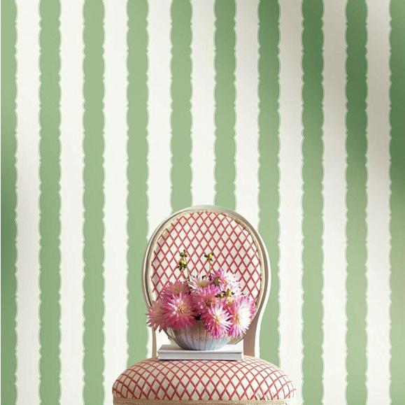 Обои York GR6017 Scalloped Stripe Green