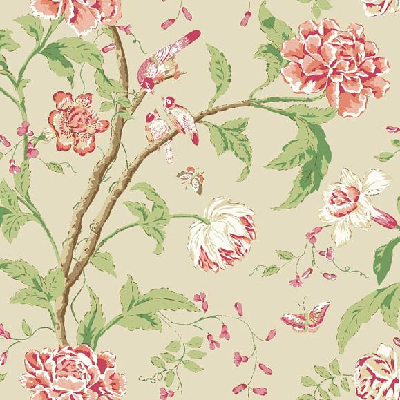 Обои York BL1781 Teahouse Floral Cream/Coral