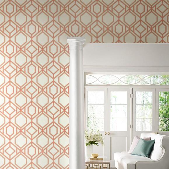 Обои York TC2636 Sawgrass Trellis Coral