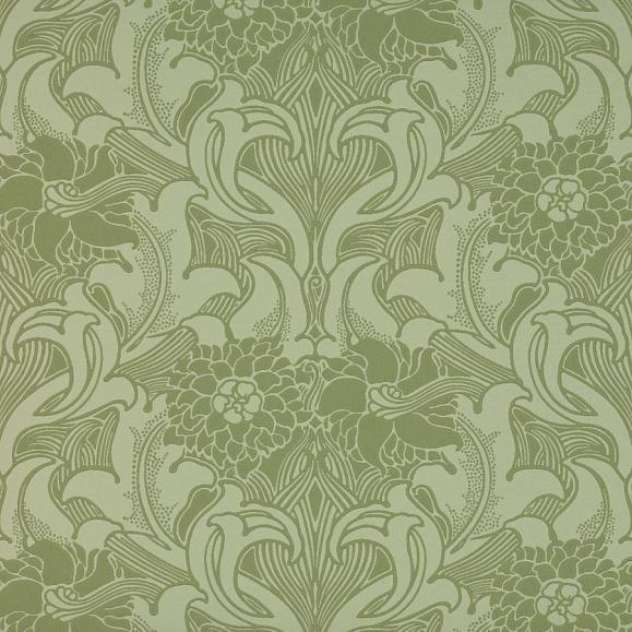 Обои Little Greene 0263DAPEAGR Dahlia Scroll Pea Green