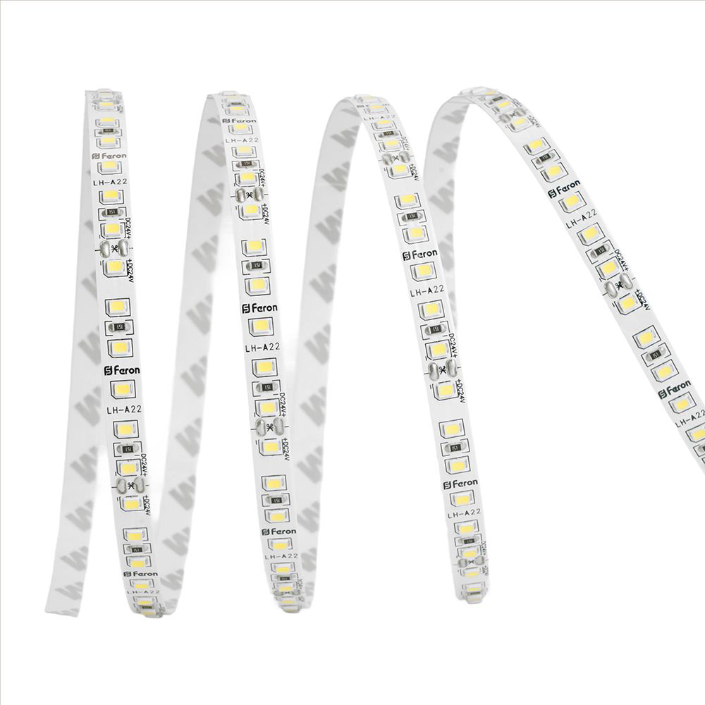 Светодиодная лента 24V Feron LS501, 120*SMD2835, 11W/m, IP20, 6000К (холодный белый) 53088