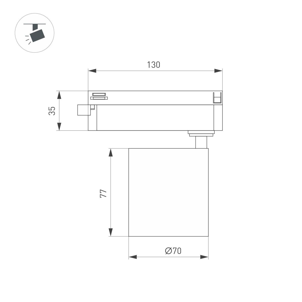 Трековый однофазный светильник Arlight LGD-DYKE-2TR-R75-16W Day4000 (WH, 20 deg, 230V) 052151