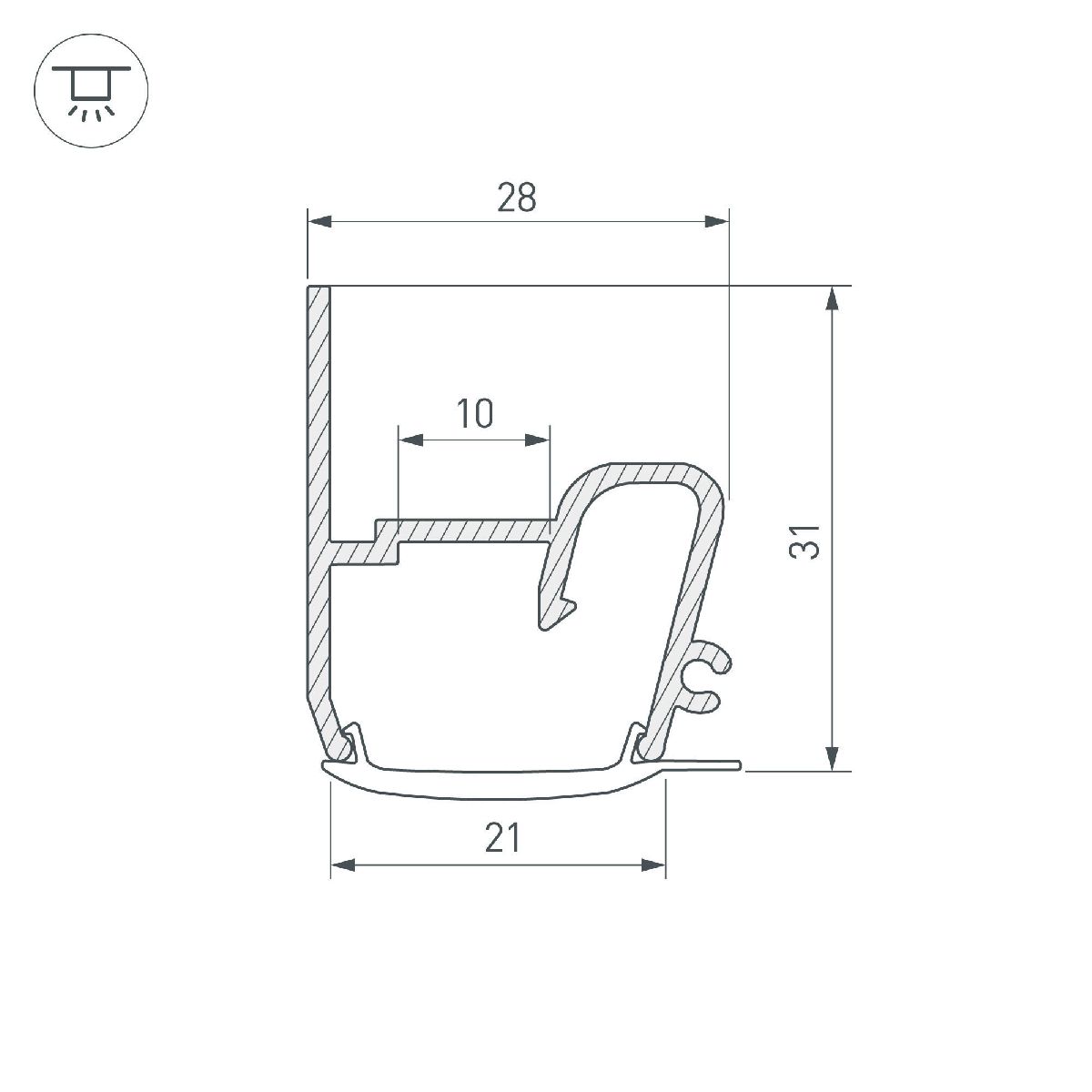 Профиль Arlight STRETCH-S-20-WALL-SIDE-2000 (RESPECT-ST) 040701