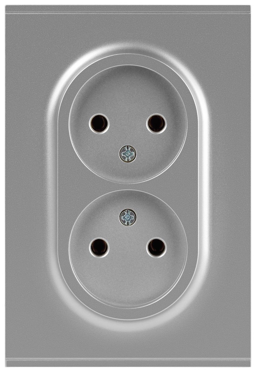 Розетка Эра Arktik 16-2107-03 без заземления двойная 2X2P 16А-250В алюминий Б0071683