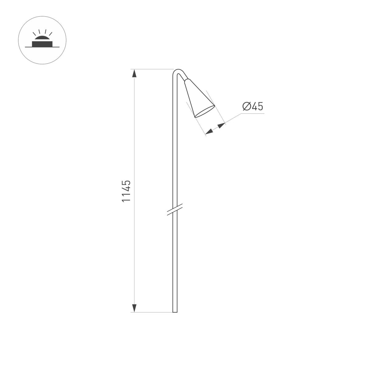 Ландшафтный светильник Arlight KT-HAREBELL-BOLL-H1145-3W Warm3000 (BK, 40 deg, 24V) 050690