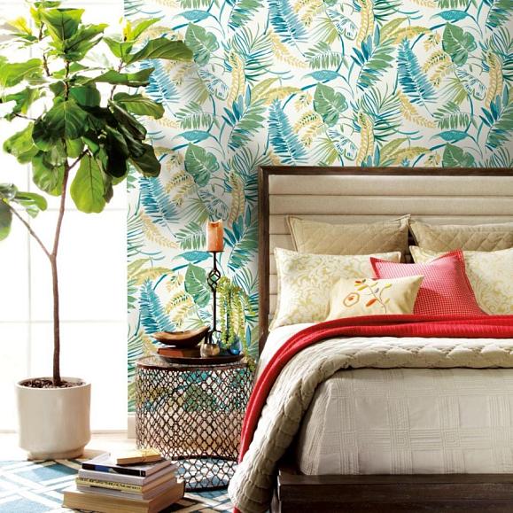 Обои York TC2626 Tropical Toss Aqua/Yellow