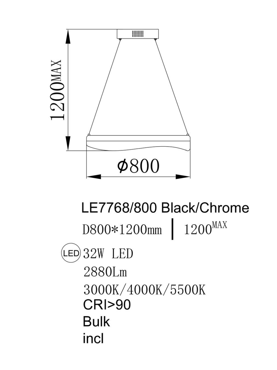 Подвесная люстра Celeste LE7768/800 Black Chrome