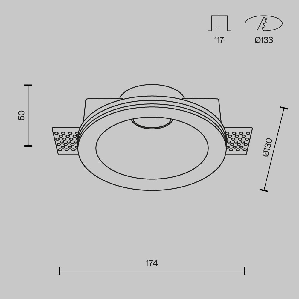 Встраиваемый светильник Maytoni Technical Downlight Gyps Modern DL002-1-01-W-1