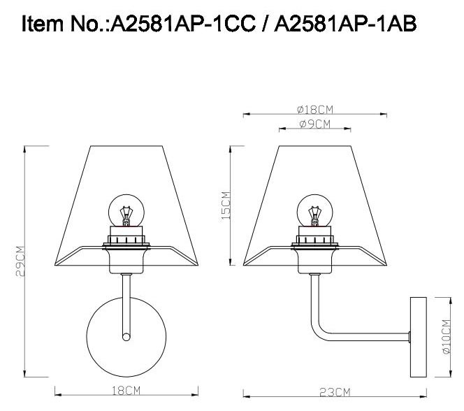 Бра Arte Lamp ELBA A2581AP-1CC