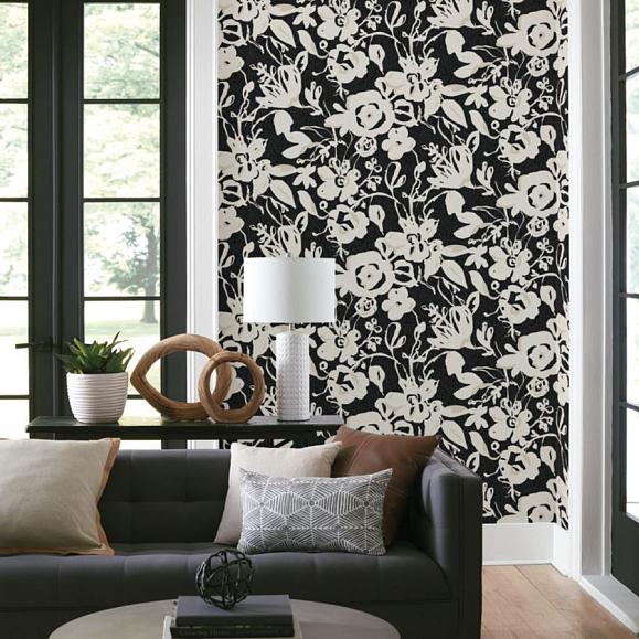 Обои York BL1733 Brushstroke Floral Black