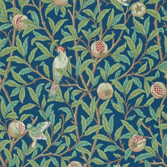Обои Morris 216815 Bird & Pomegranate Blue/Sage