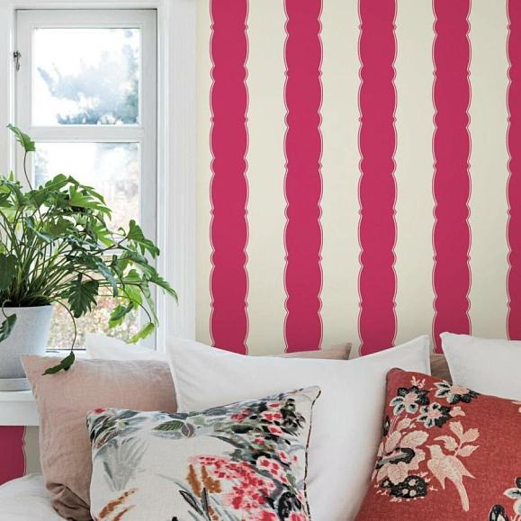 Обои York GR6011 Scalloped Stripe Crimson