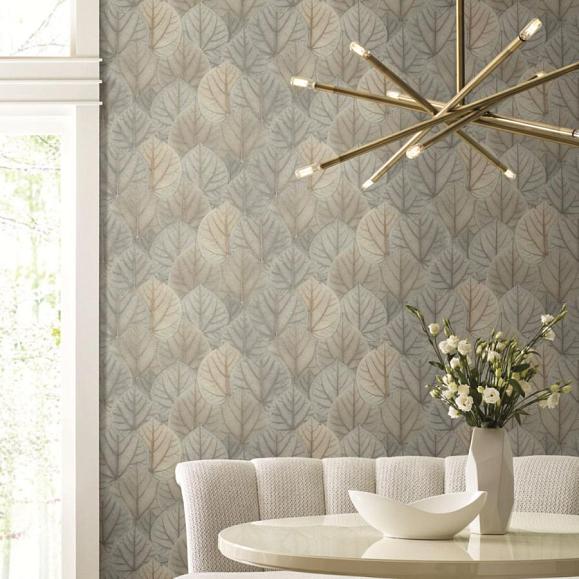Обои York OS4244 Leaf Concerto Blue/Taupe