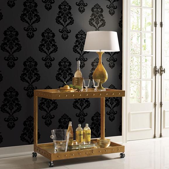 Обои York BL0397 Graphic Damask Black/Lacquer