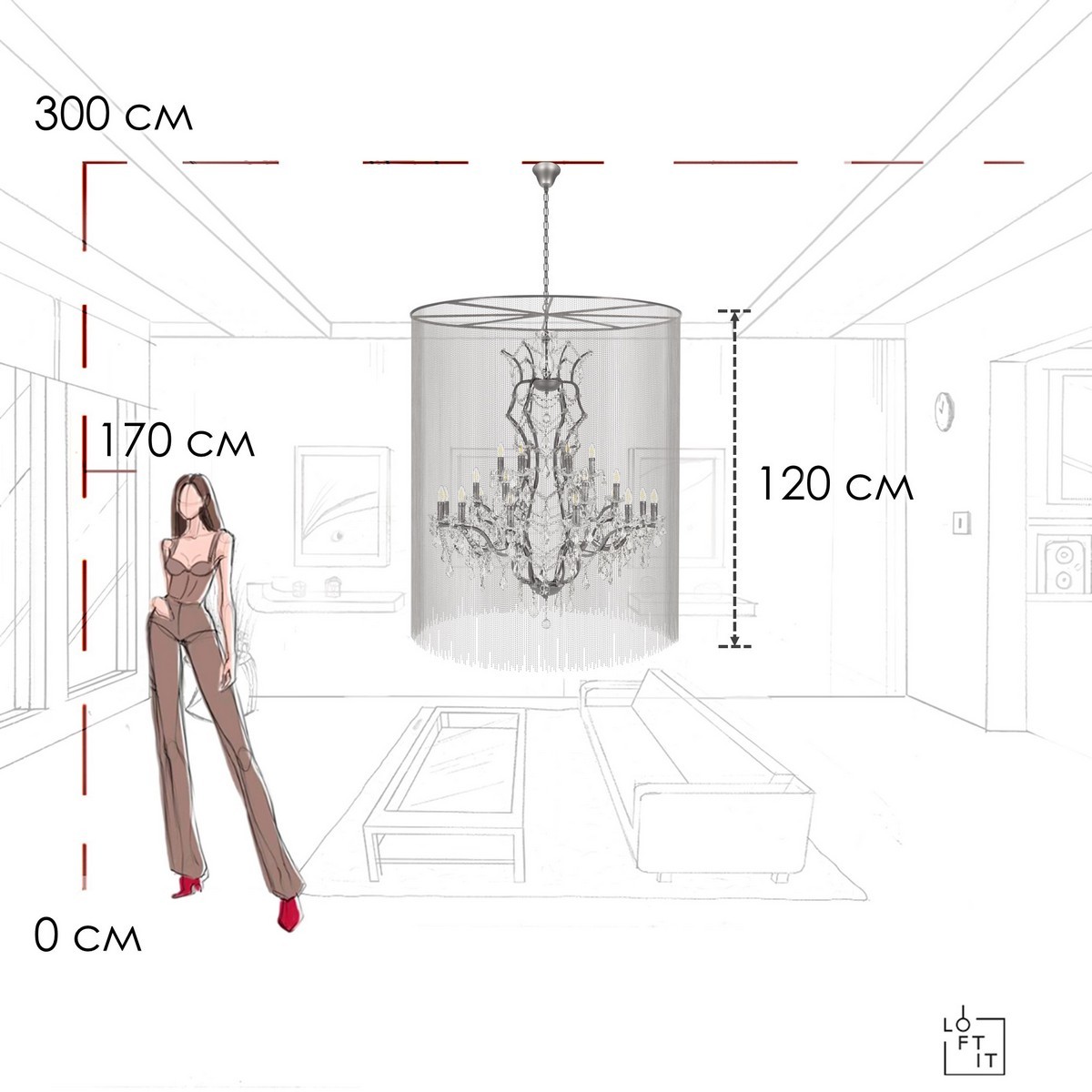 Подвесная люстра Loft IT Vaille Crystal 10450/1200