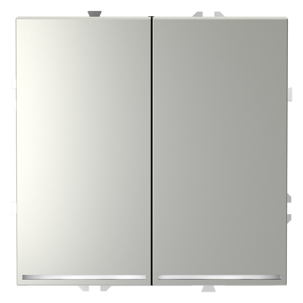 Выключатель двухклавишный с подсветкой Voltum S70 VLS020205 (сталь)