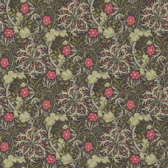 обои Morris 216851 Morris Seaweed Ebony/Poppy