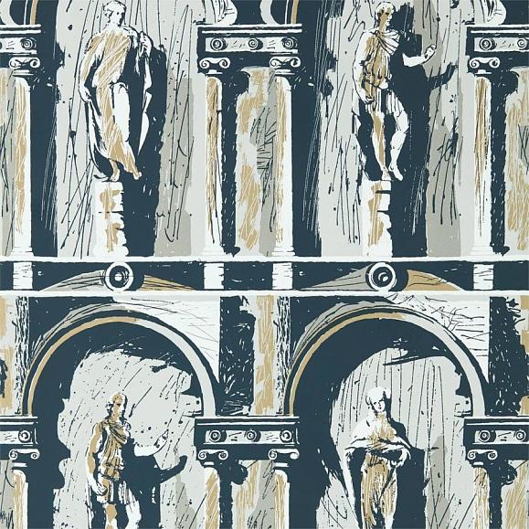 Обои Zoffany 312966 Montacute Platinum Grey/Ink
