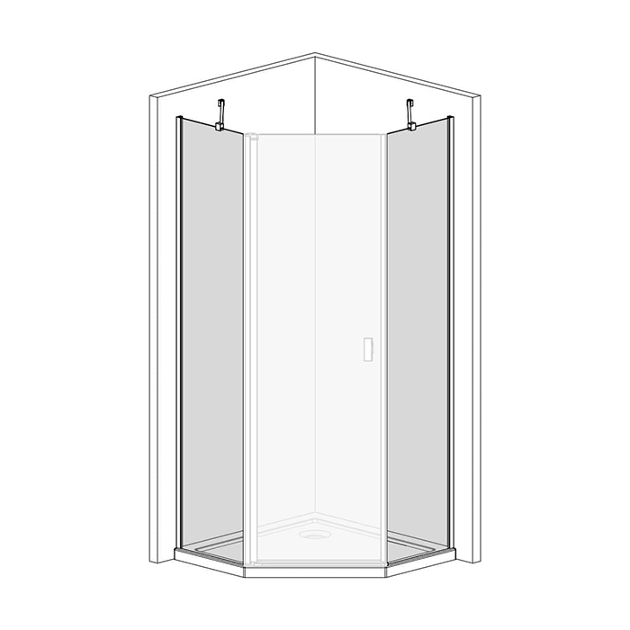 Radaway Nes Боковые стенки 90+90см, стекло прозрачное, покрытие Easy Clean, профиль: черный