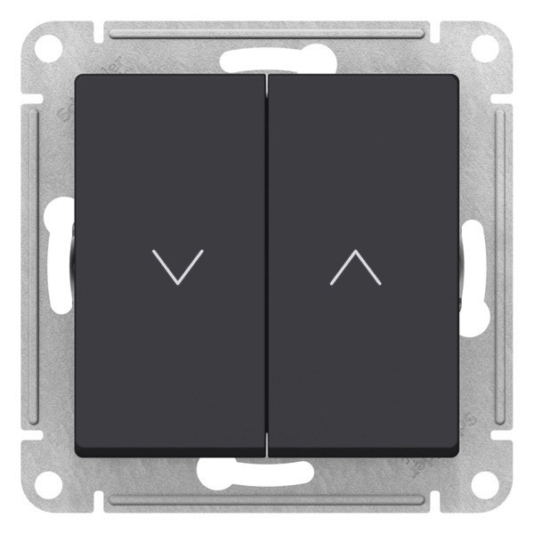 Выключатель 2-клавишный для жалюзи, 2х сх.4, 10А, Карбон Systeme Electric AtlasDesign ATN001019
