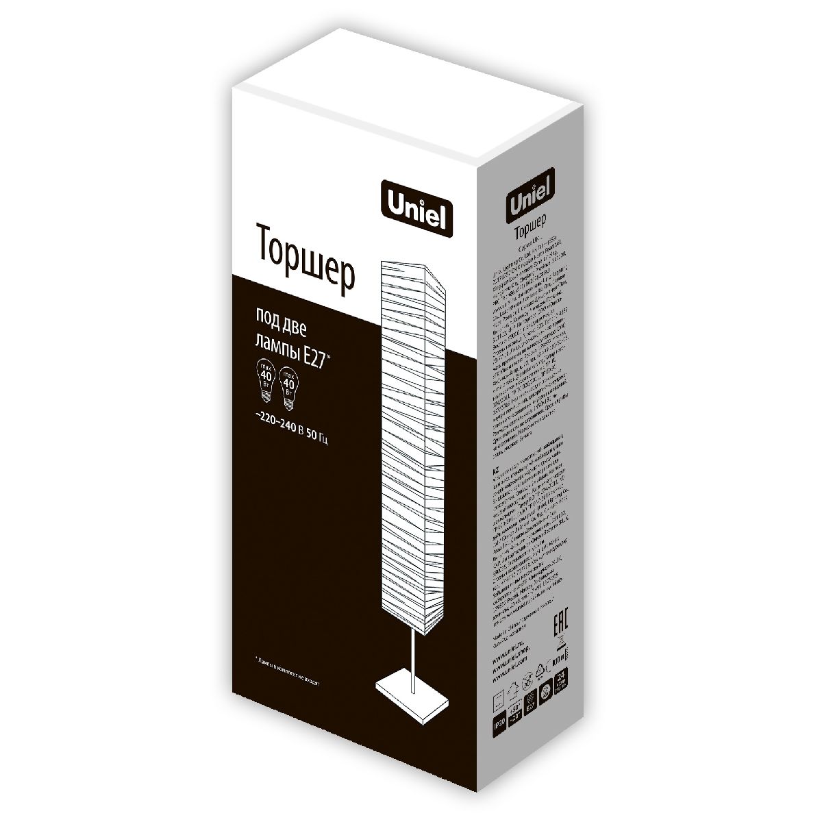 Торшер Uniel UML-T400 2хE27 WHITE UL-00010191