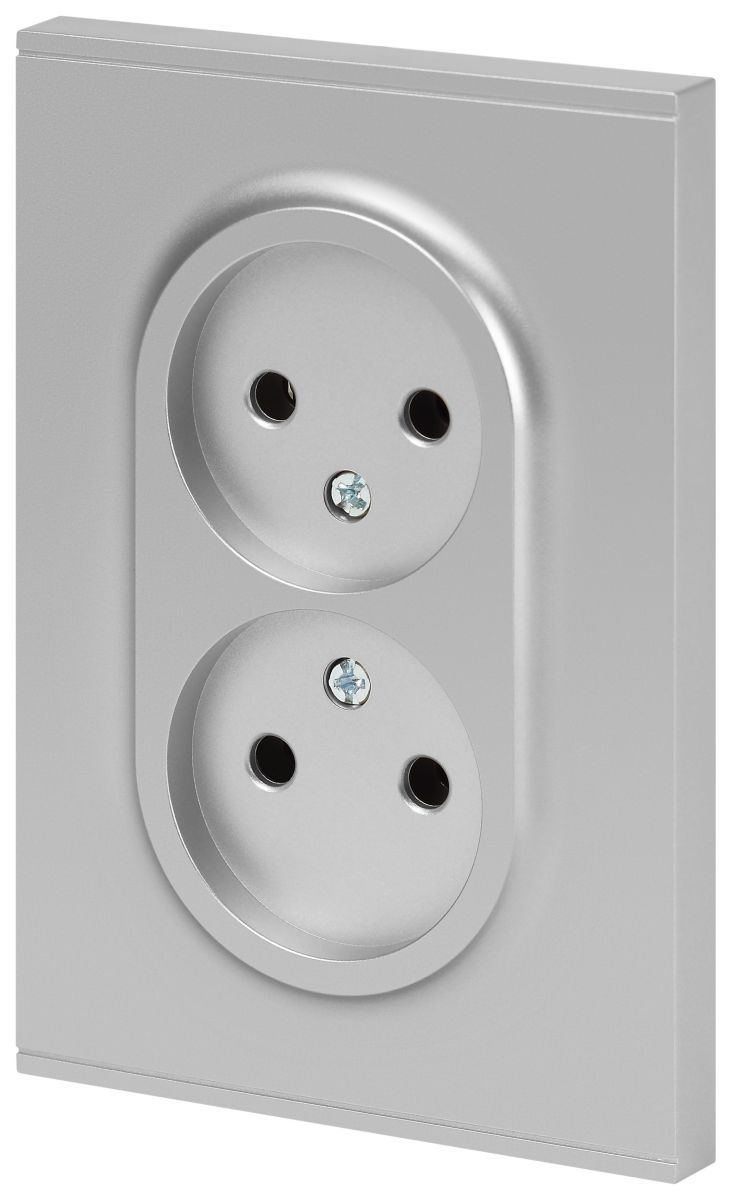Розетка Эра Arktik 16-2107-03 без заземления двойная 2X2P 16А-250В алюминий Б0071683