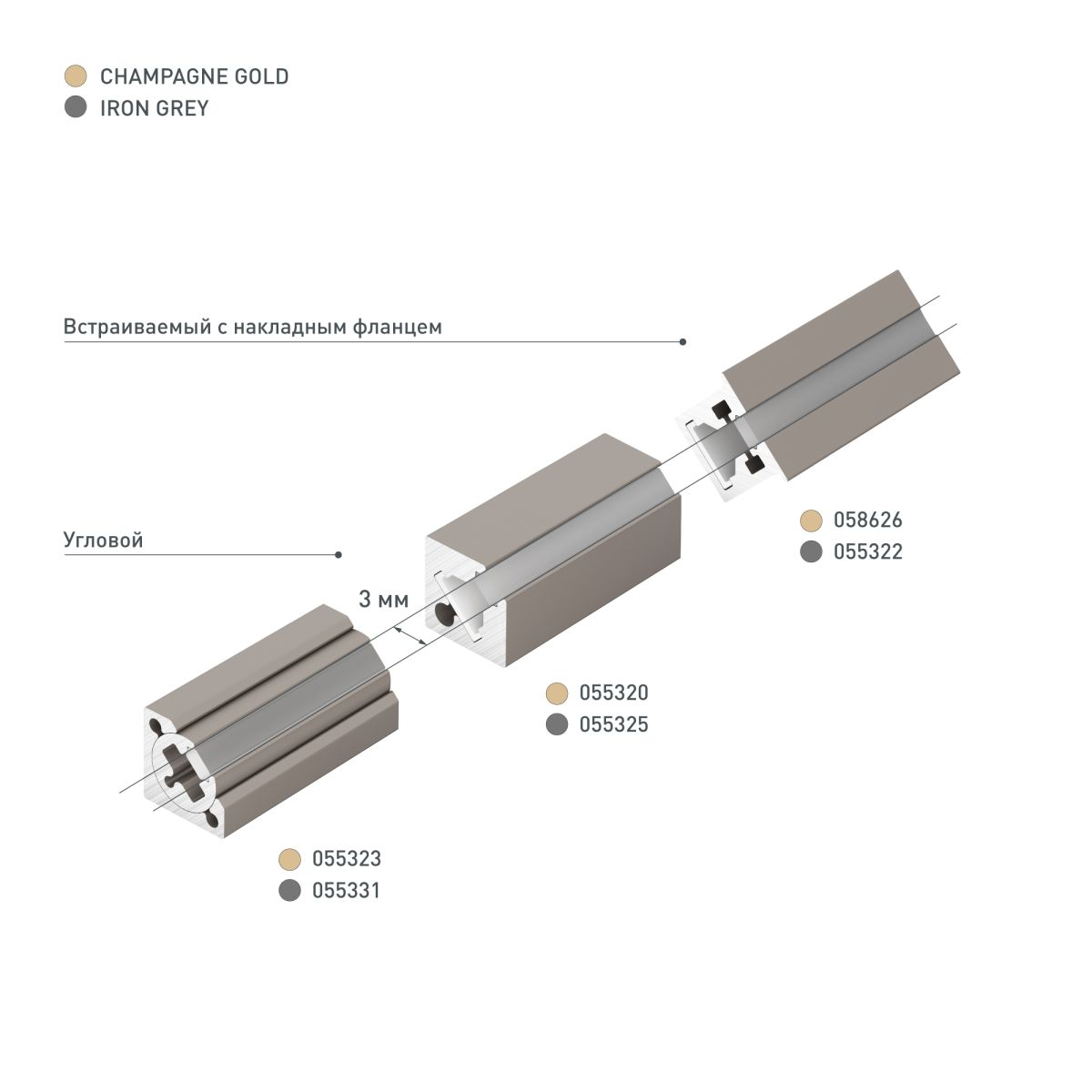 Профиль с экраном Arlight SL-MINI-3-H10-F12-2000 CHAMPAGNE GOLD (Алюминий+пластик) 058626