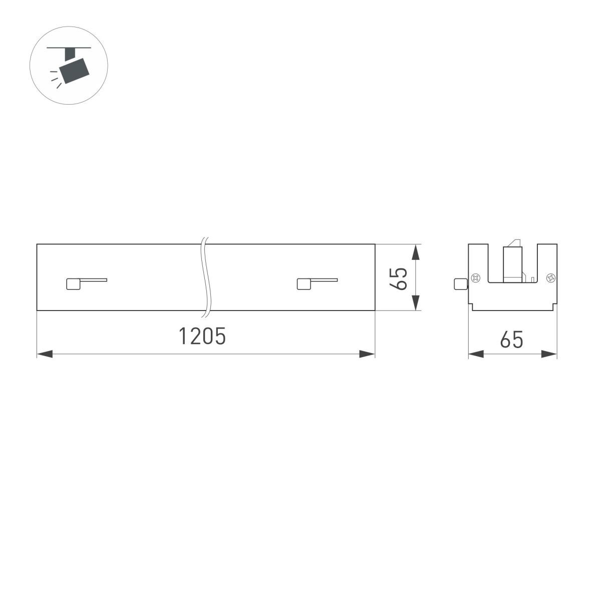 Трековый трехфазный светильник Arlight LGD-LUNGO-4TR-L1200-39W-60W Day4000 (Белый, двойной асимметричный 2х20 deg, 230V) (IP20 Металл) 064268